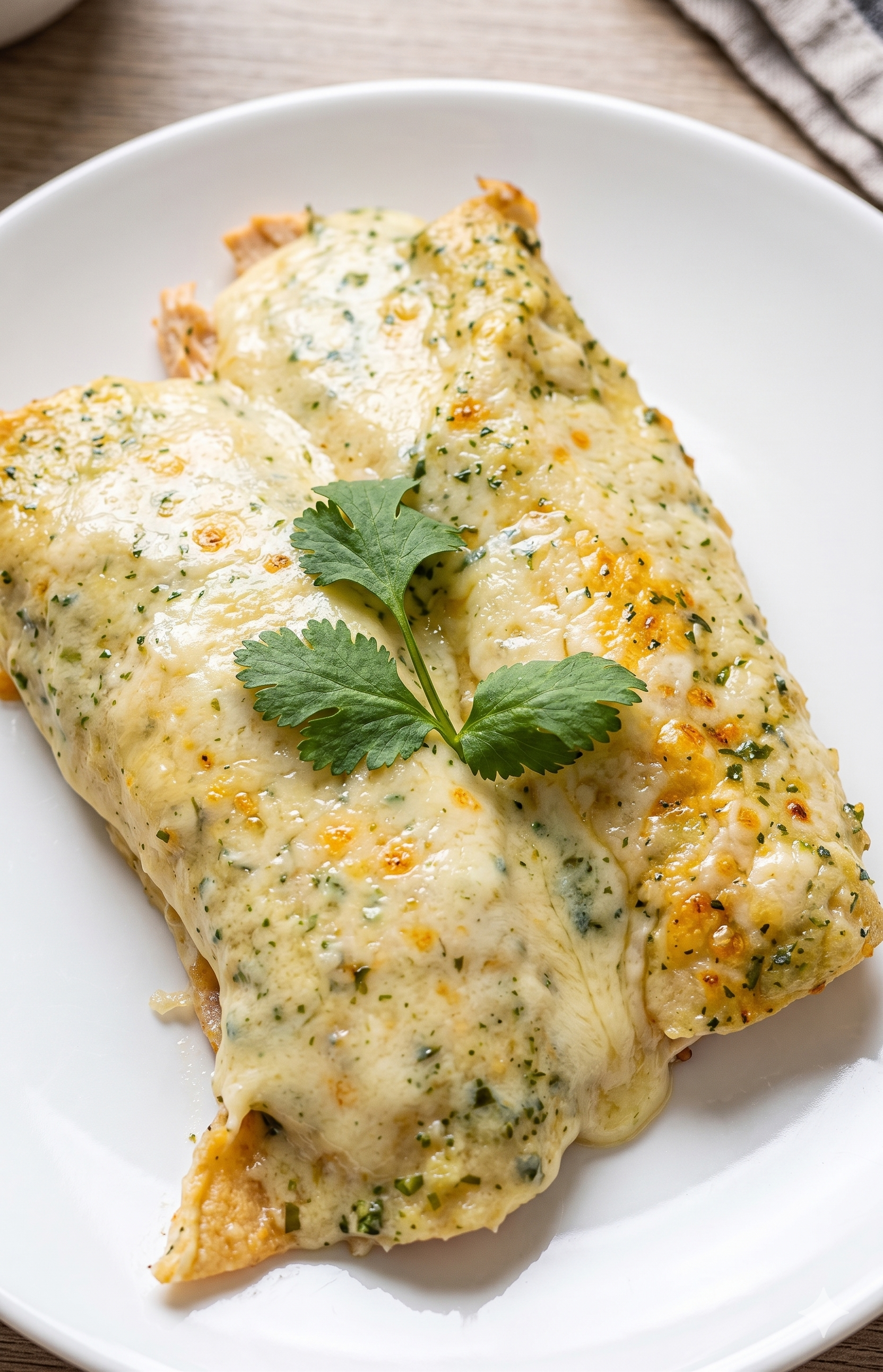 Creamy Poblano Smoked Chicken Enchiladas